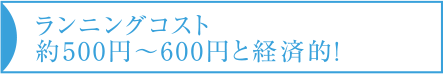 ランニングコスト約500円〜600円と経済的！