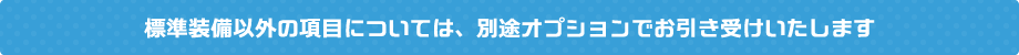 標準装備以外の項目については、別途オプションでお引き受けいたします
